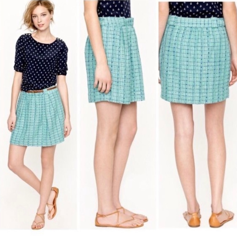 J. Crew Shirred Mini Tweed Skirt Size 2